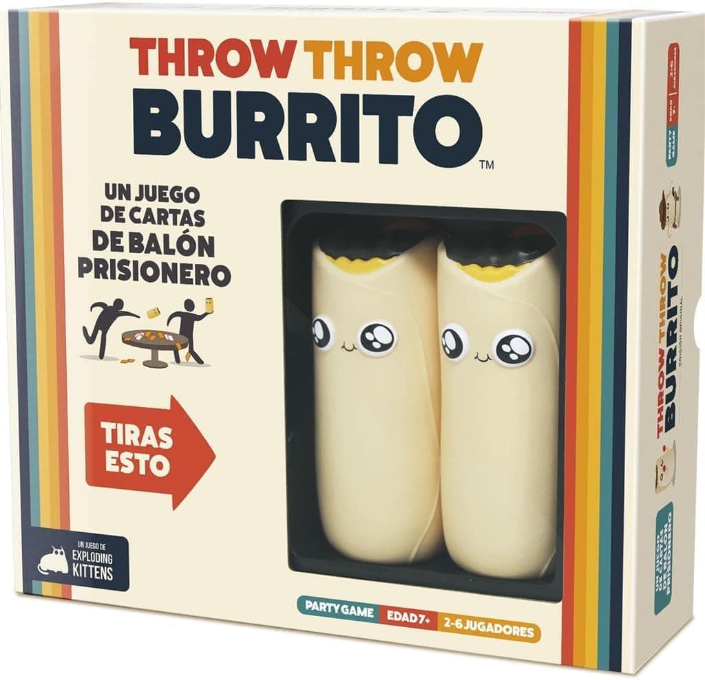 Caja de Throw Throw Burrito con los dos burritos de peluche incluidos