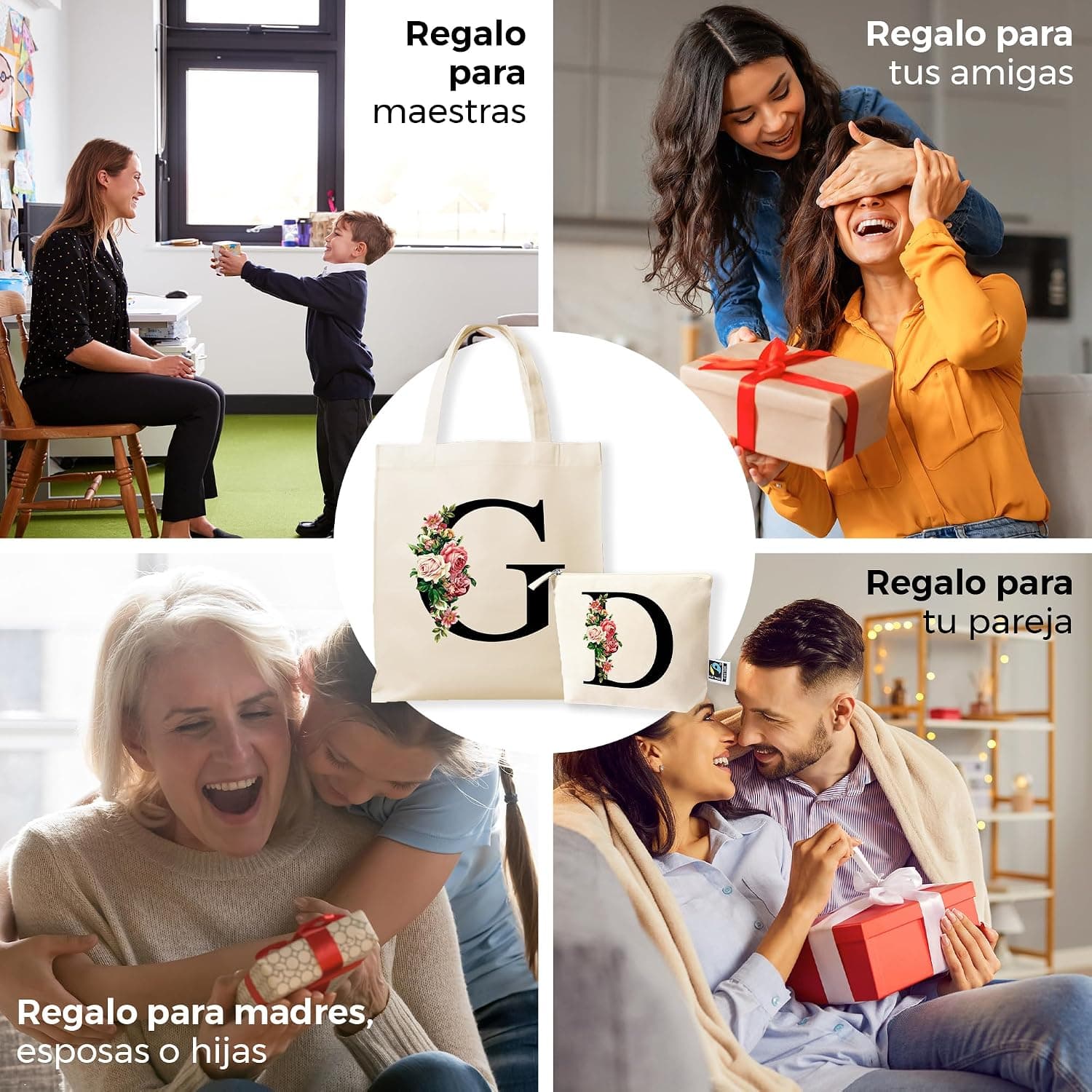 Tote bag y neceser a juego con inicial personalizada, foto 2