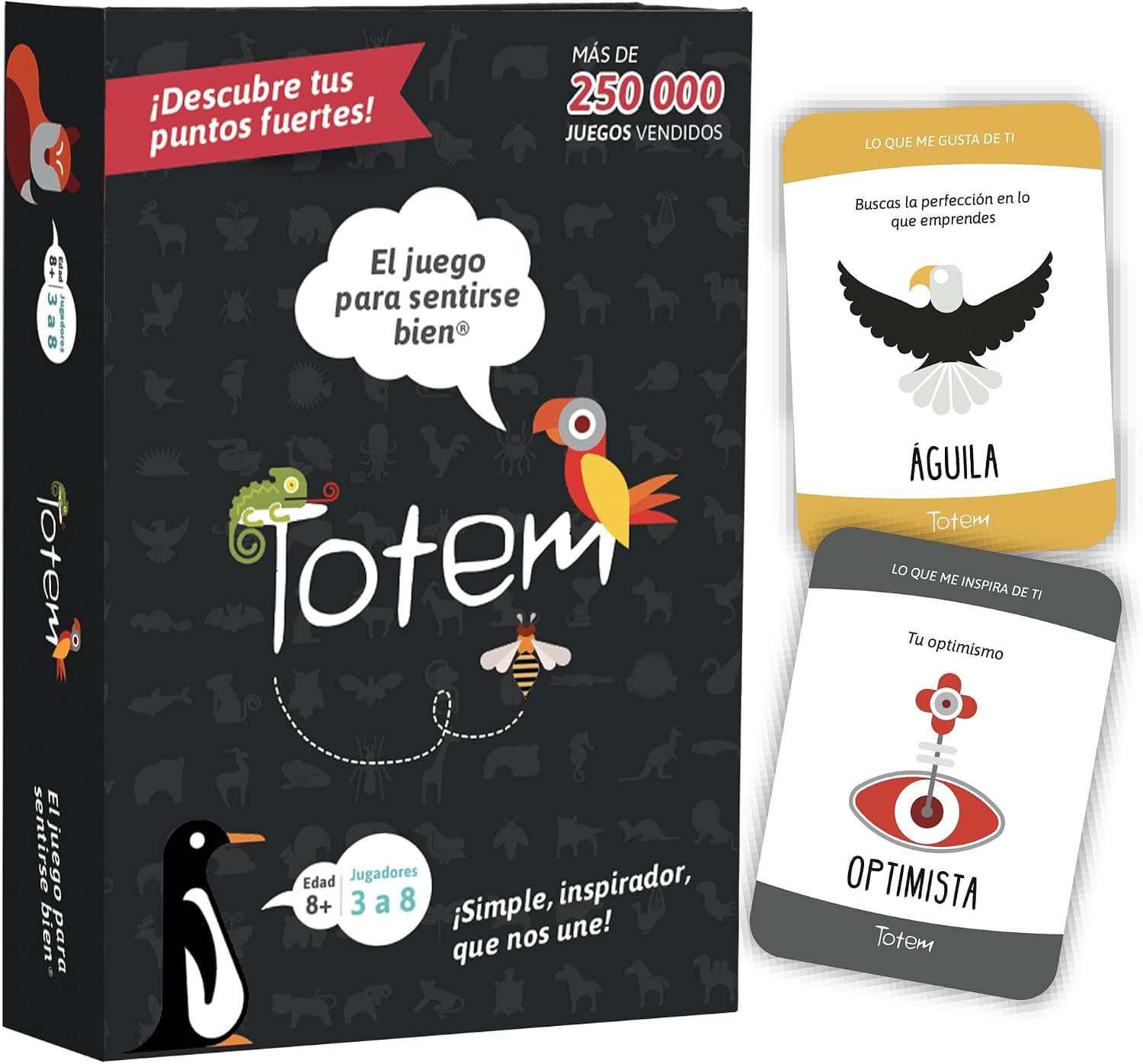 Caja del juego de cartas Totem, el juego de sentirse bien
