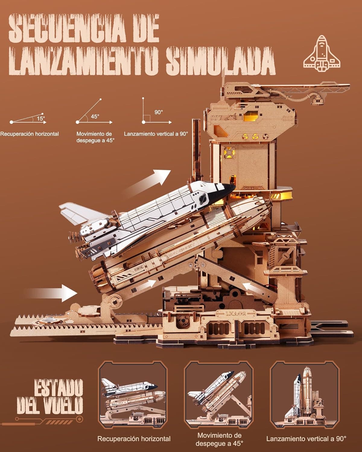 Transbordador Espacial de Madera ROBOTIME con Base de Lanzamiento, foto 3