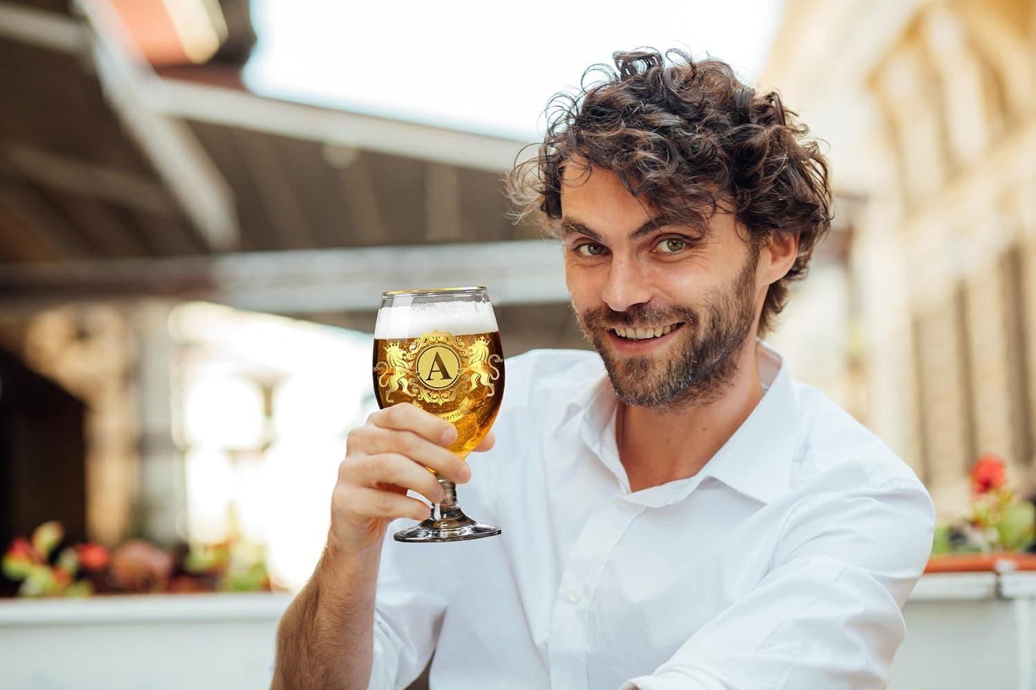 Copa de cerveza personalizada con inicial, edición limitada, foto 2