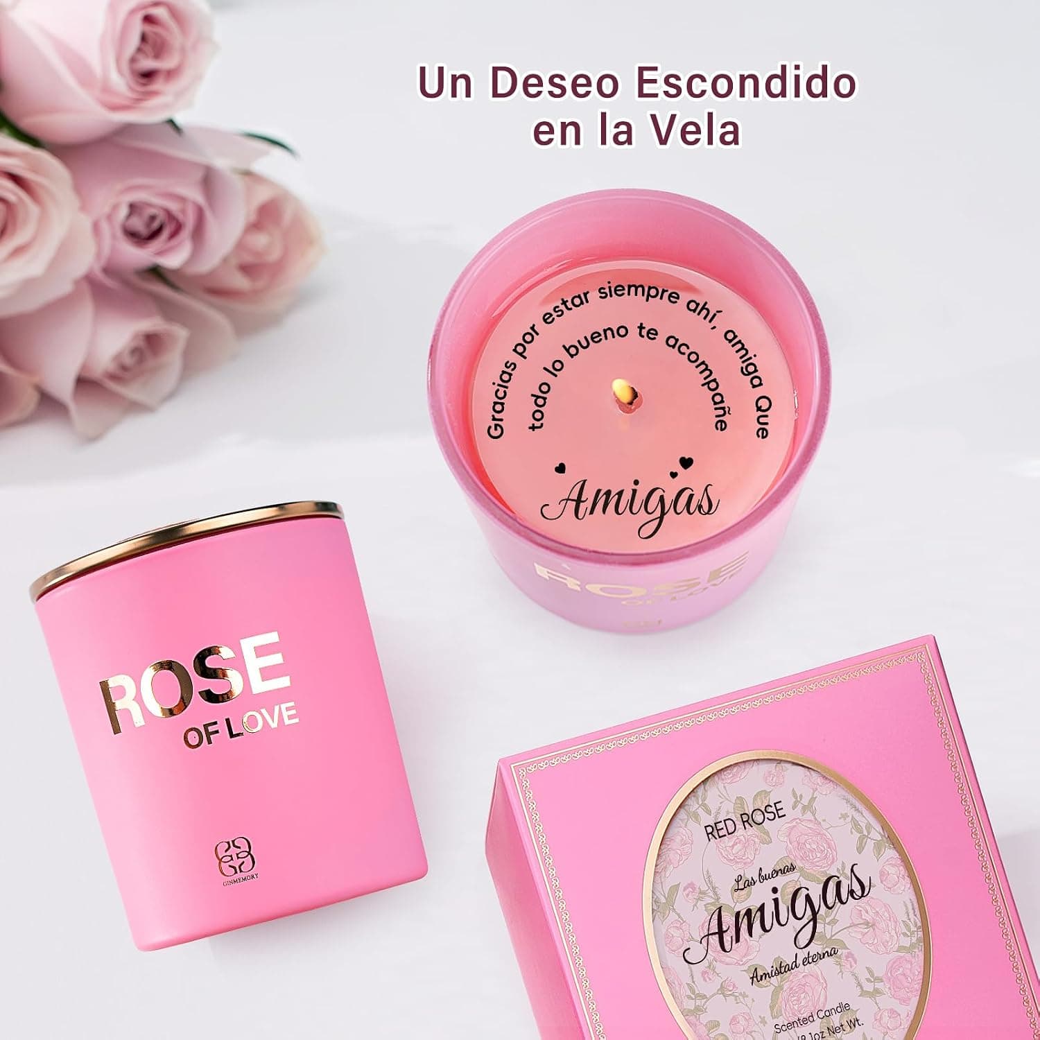 Vela aromática de rosas para amiga, de GINMEMORY, foto 3
