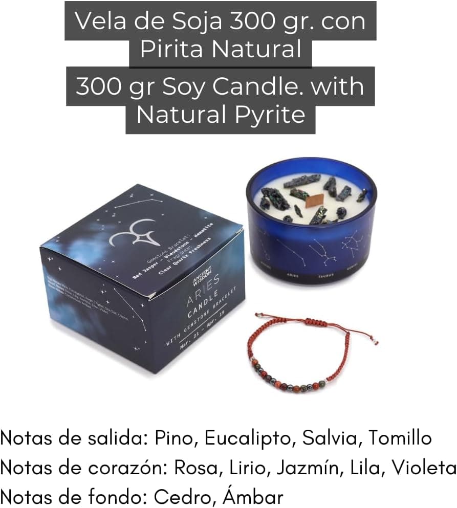 Vela del zodiaco Aries con piedras y pulsera, foto 3