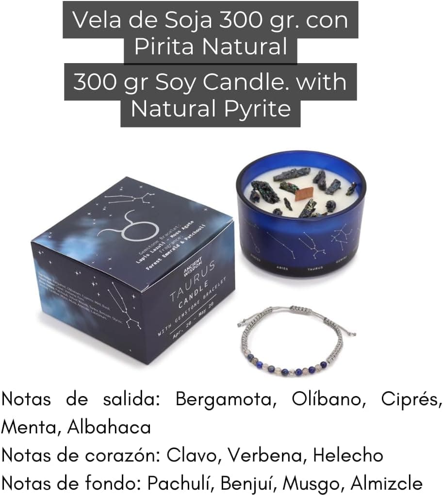 Vela del zodiaco con piedras naturales y pulsera a juego, foto 3