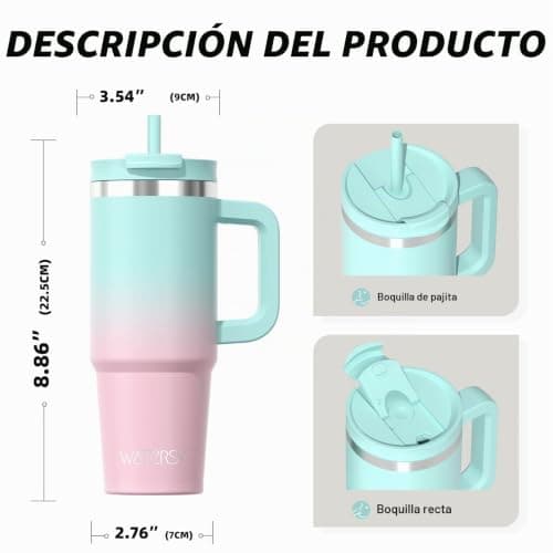 Termo WATERSY con dos pajitas