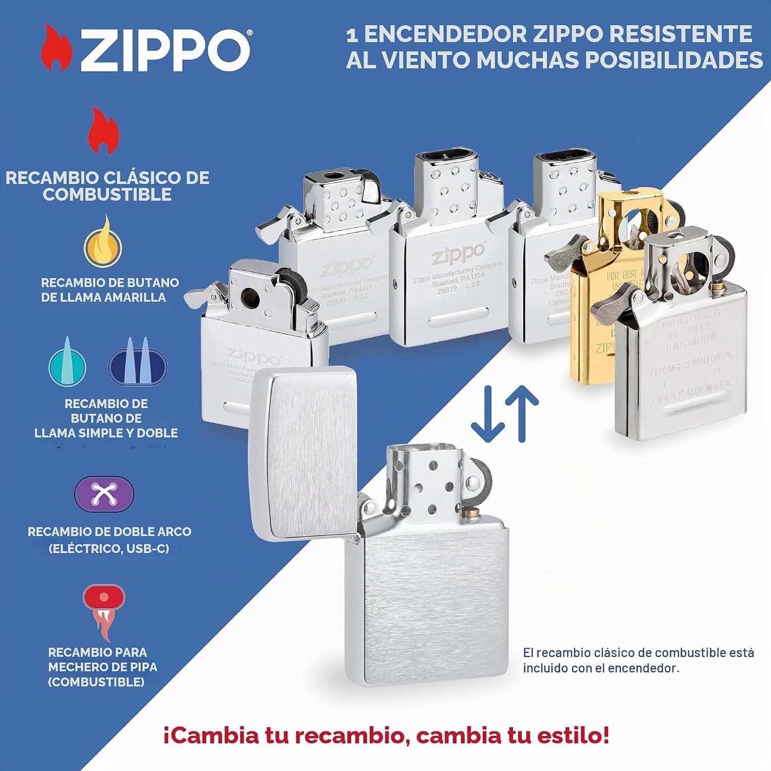 Mechero Zippo con emblema de Tauro en latón, foto 2
