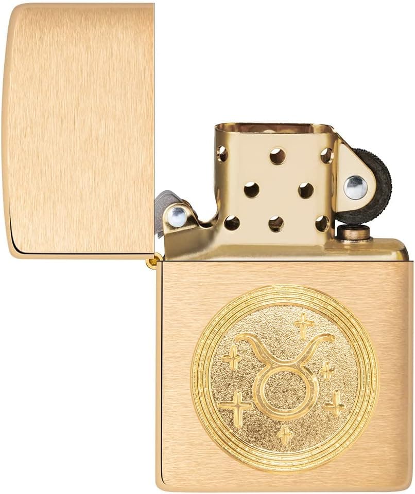 Mechero Zippo con emblema de Tauro en latón, foto 3