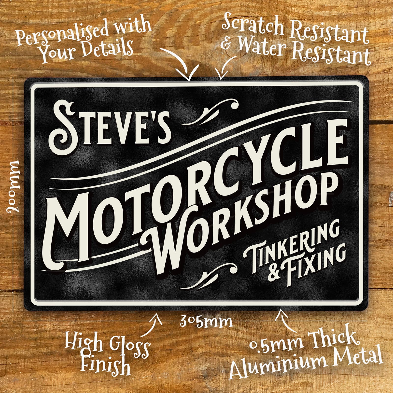 Cartel metálico personalizado de taller de moto, foto 2