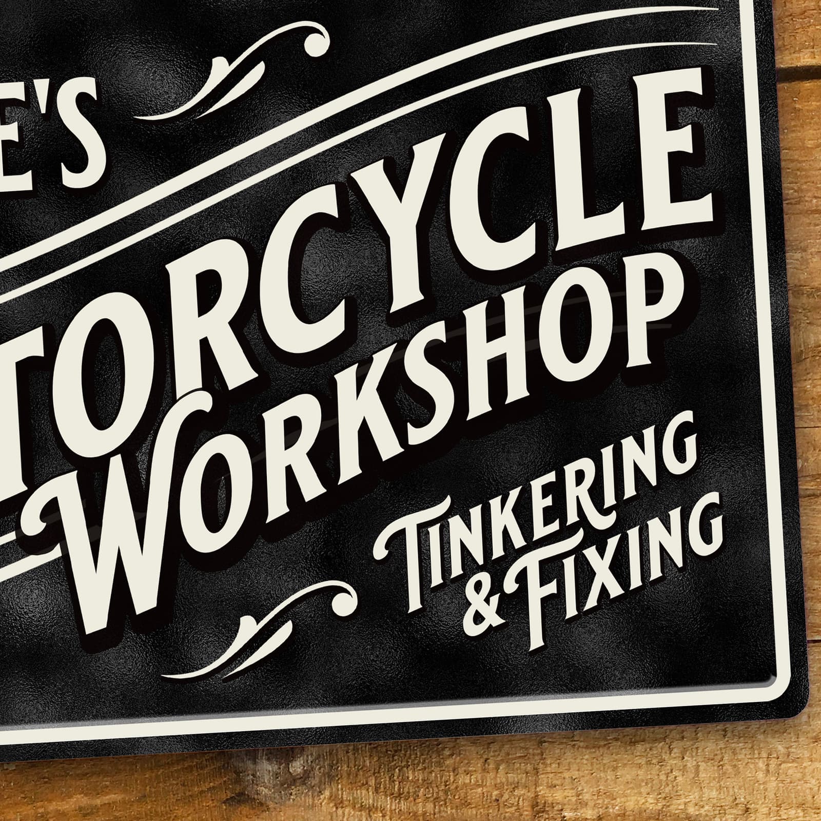 Cartel metálico personalizado de taller de moto, foto 4