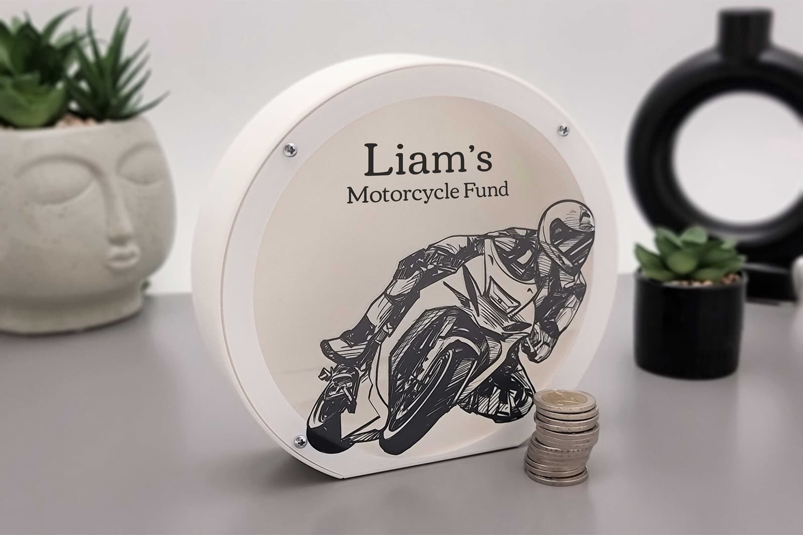 Hucha de moto personalizada