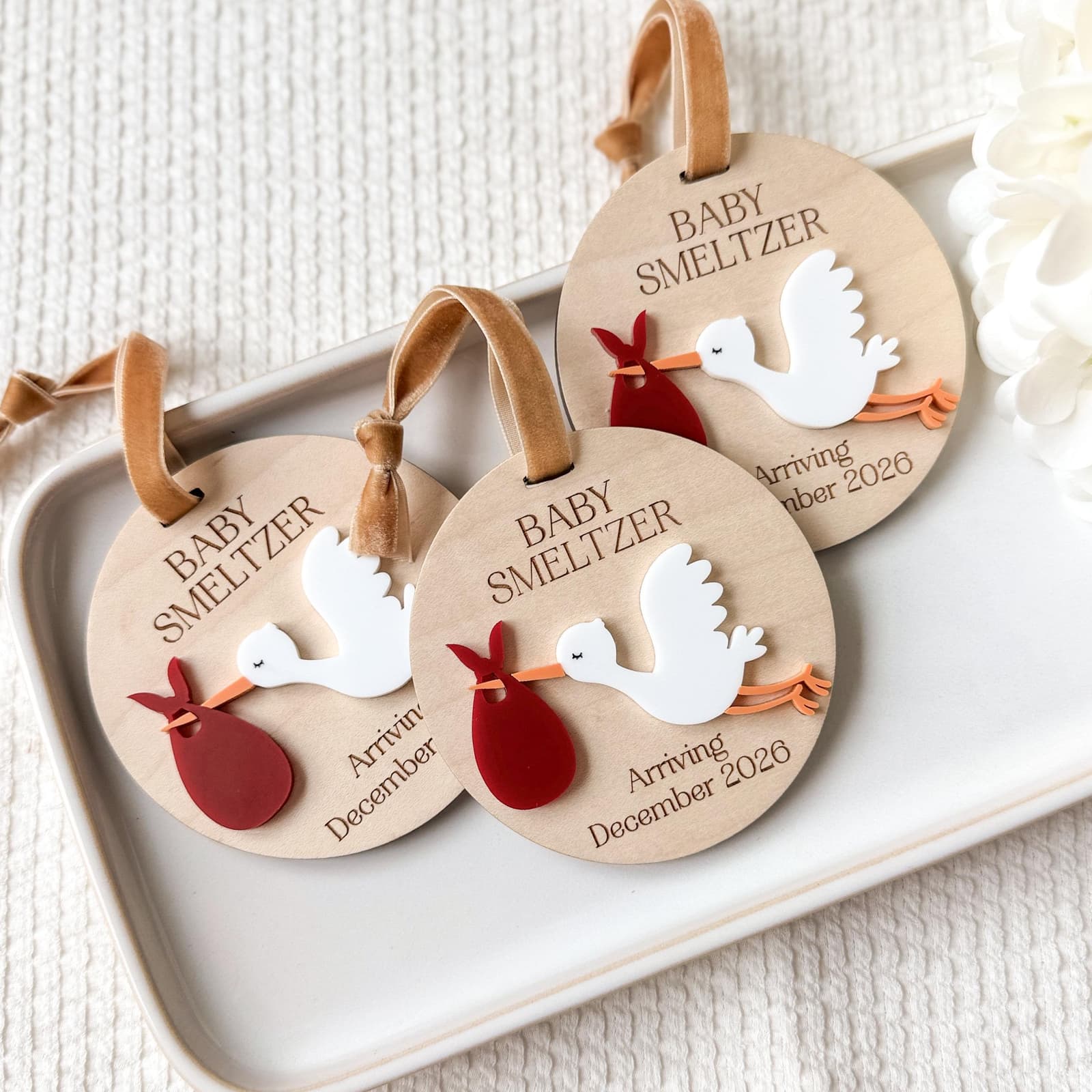 Adorno personalizado de cigüeña para abuelos primerizos, foto 10