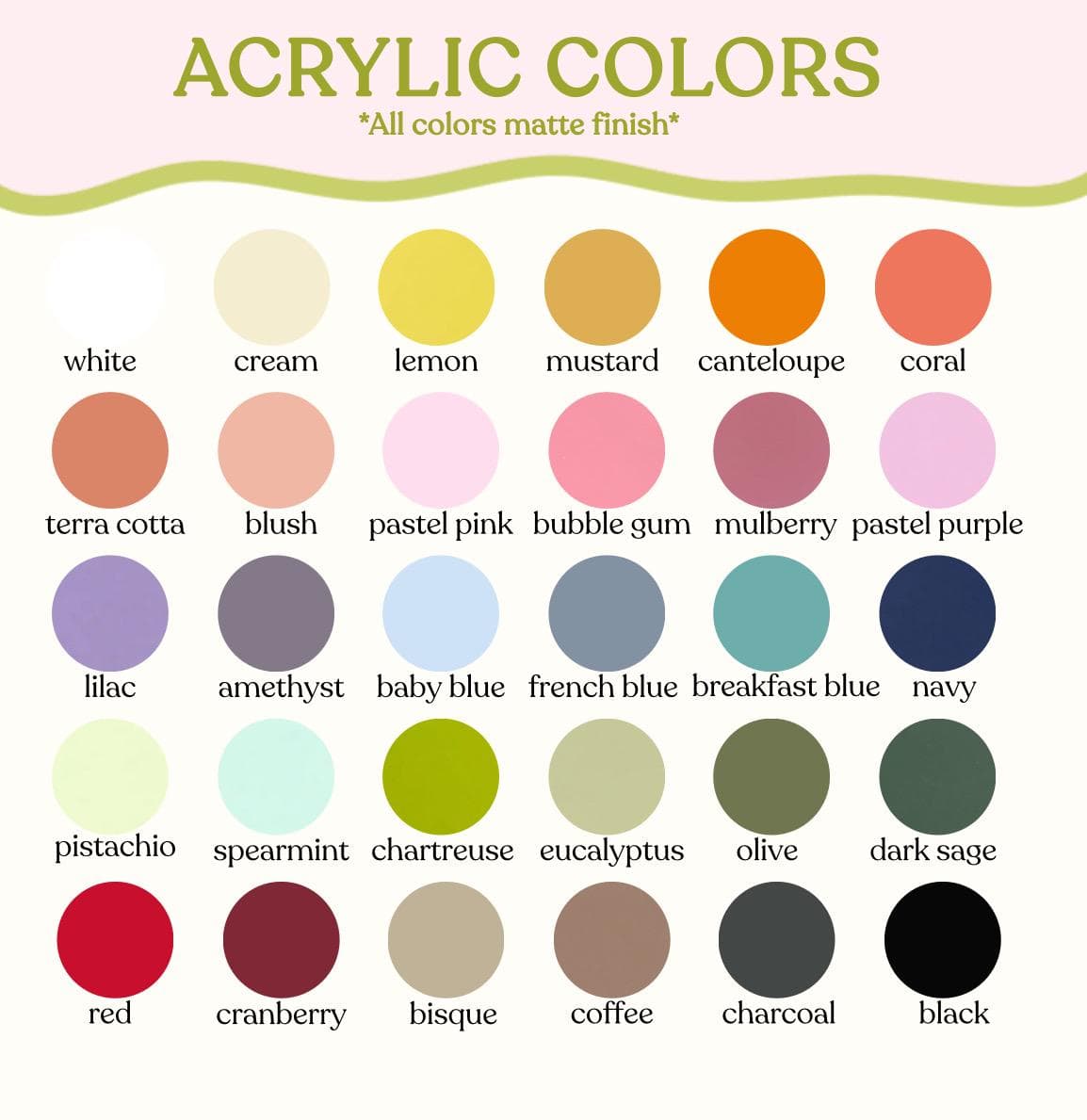 Acrylic color chart