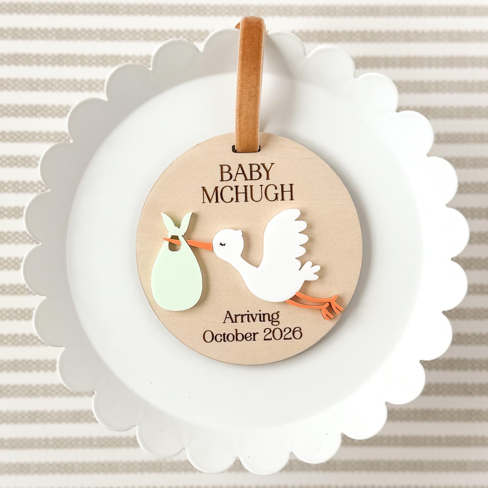 Adorno personalizado de cigüeña para abuelos primerizos, foto 18