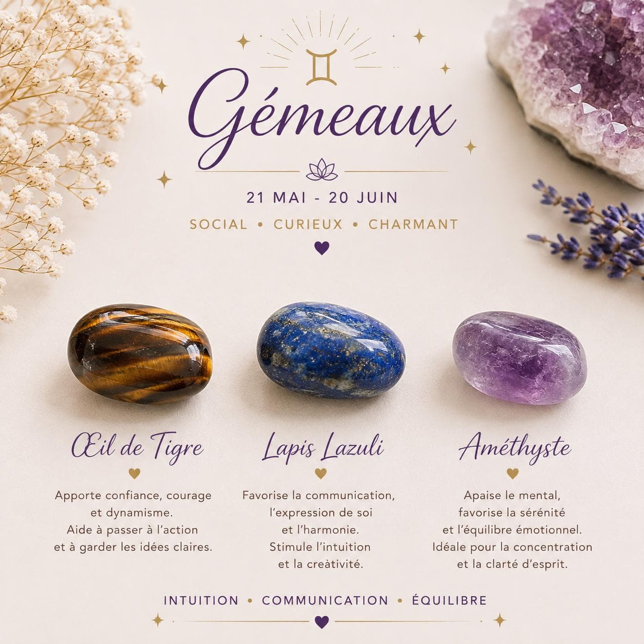 Kit de piedras naturales para geminis