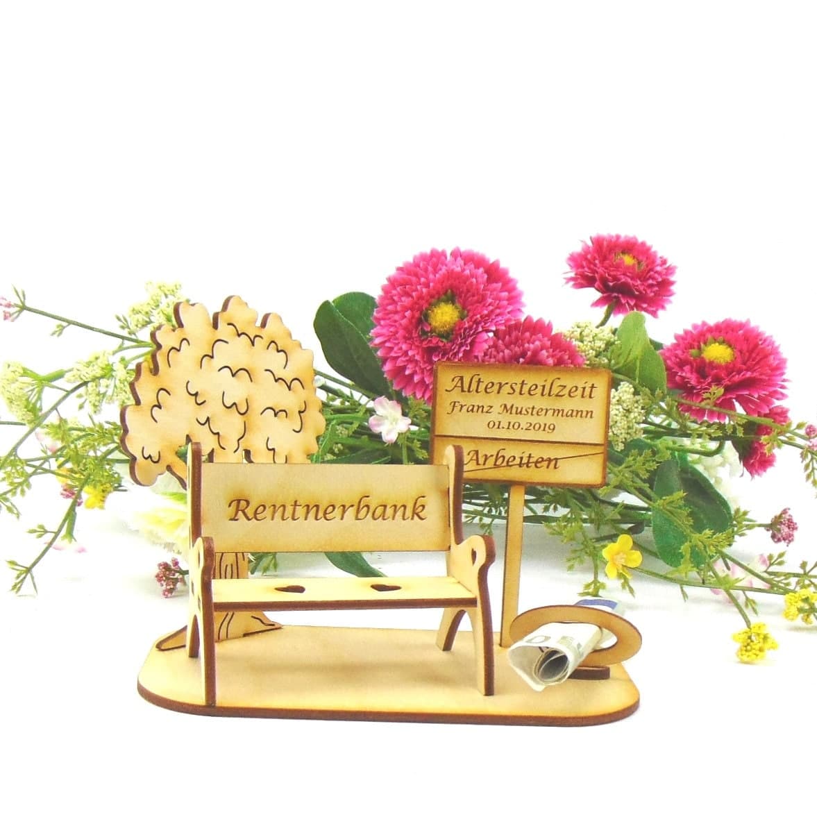 Banco de madera personalizado para regalo de jubilación, foto 5,