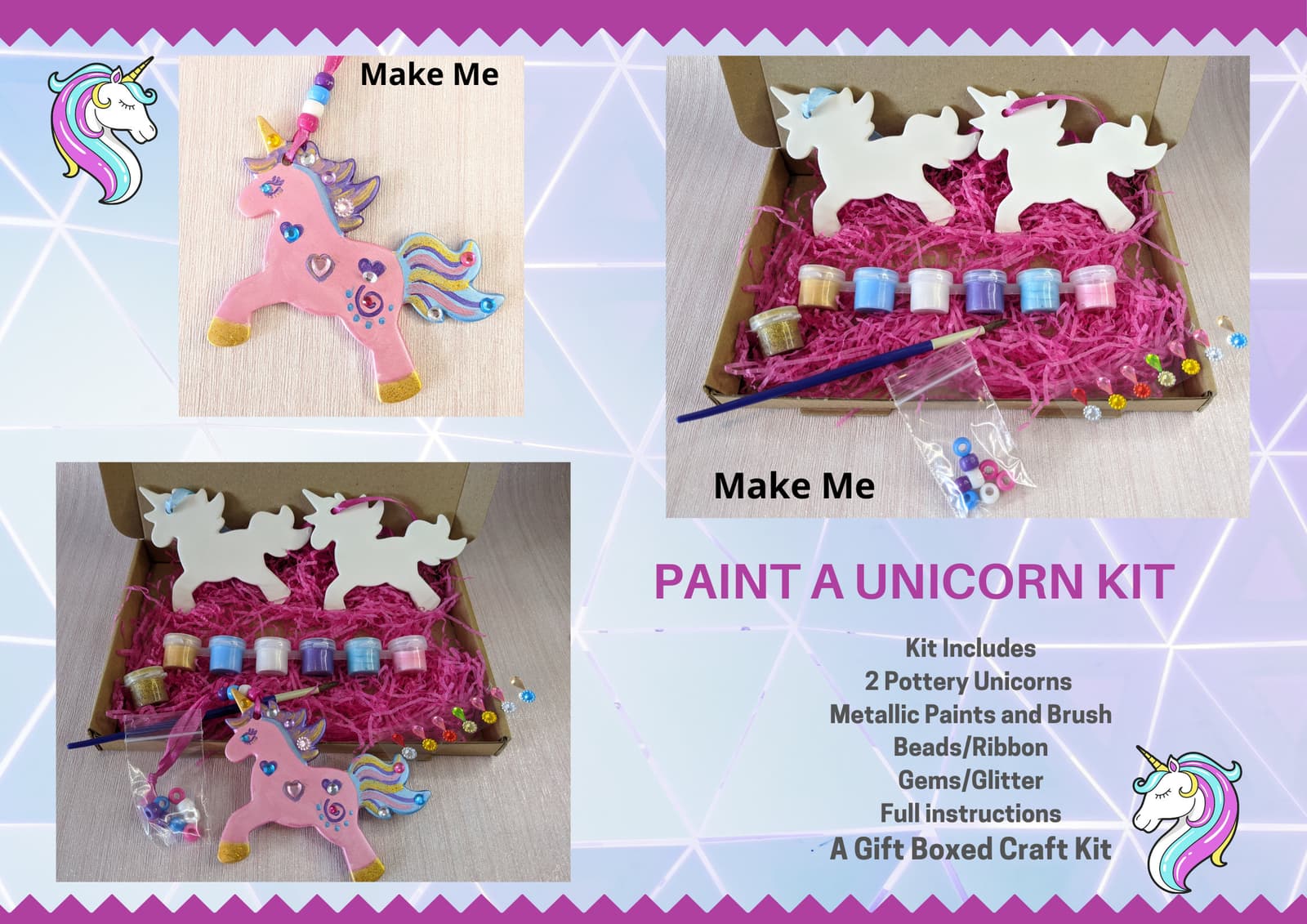 Figuras de unicornio sin pintar del kit