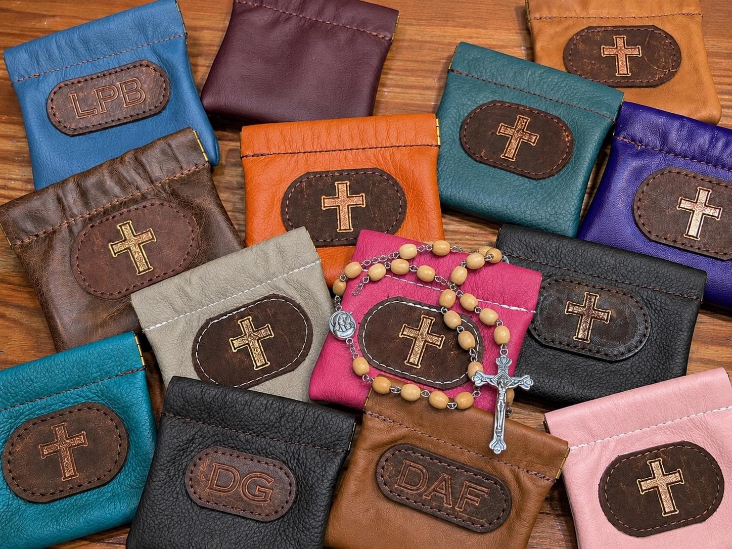 Leather Rosary Pouch, Easter Gift, First Communion Gift, Confirmation Gift, Personalized Case for Prayer Beads, Amish Handmade, Made in USA