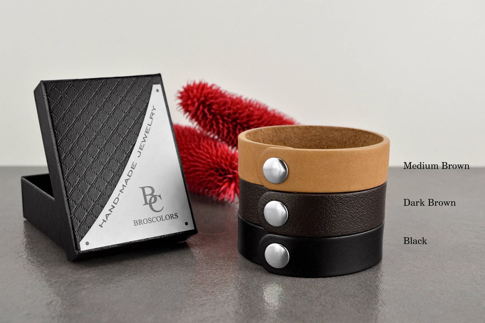 Pulsera de cuero marrón para moto grabada, foto 4