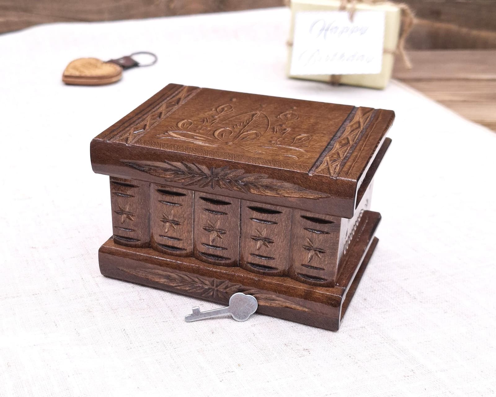 Caja secreta de 7 pasos de TransylvanyArt, con acabado en madera natural