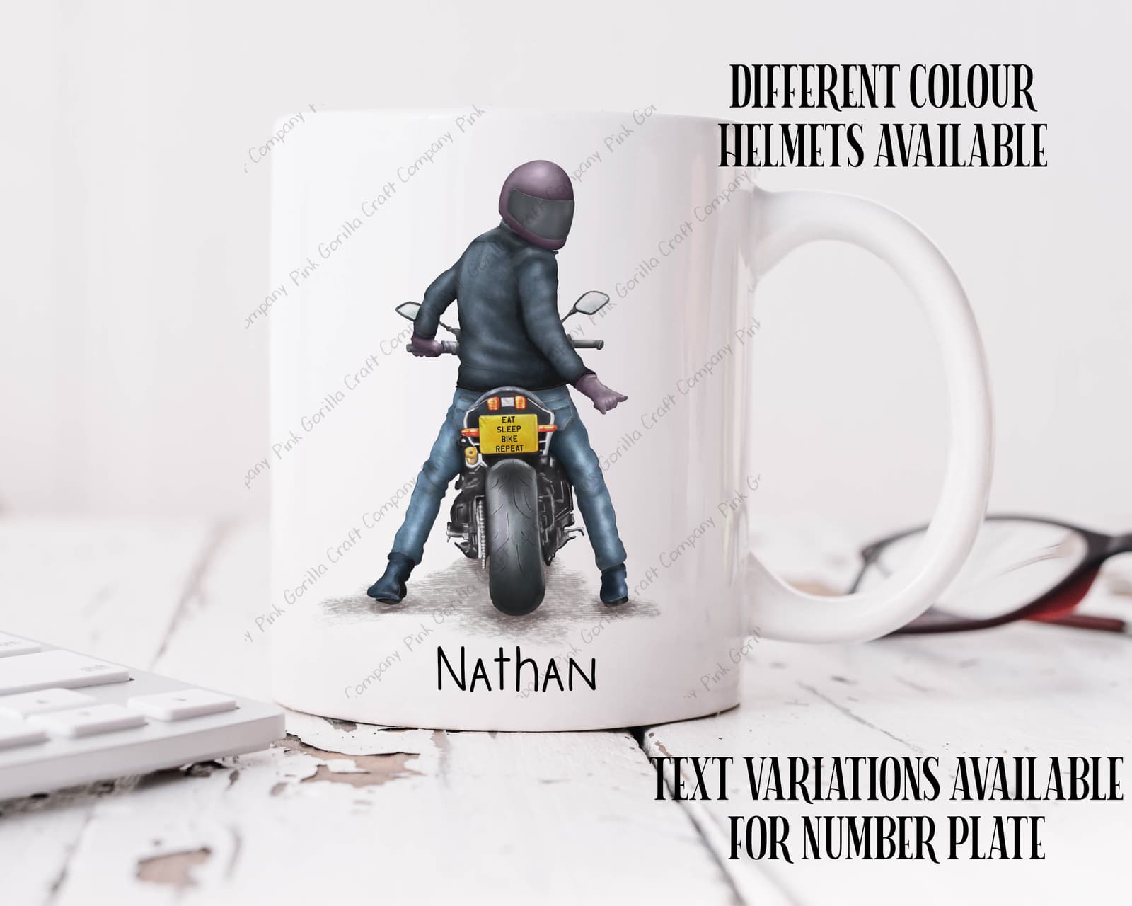 Taza de moto personalizada con nombre