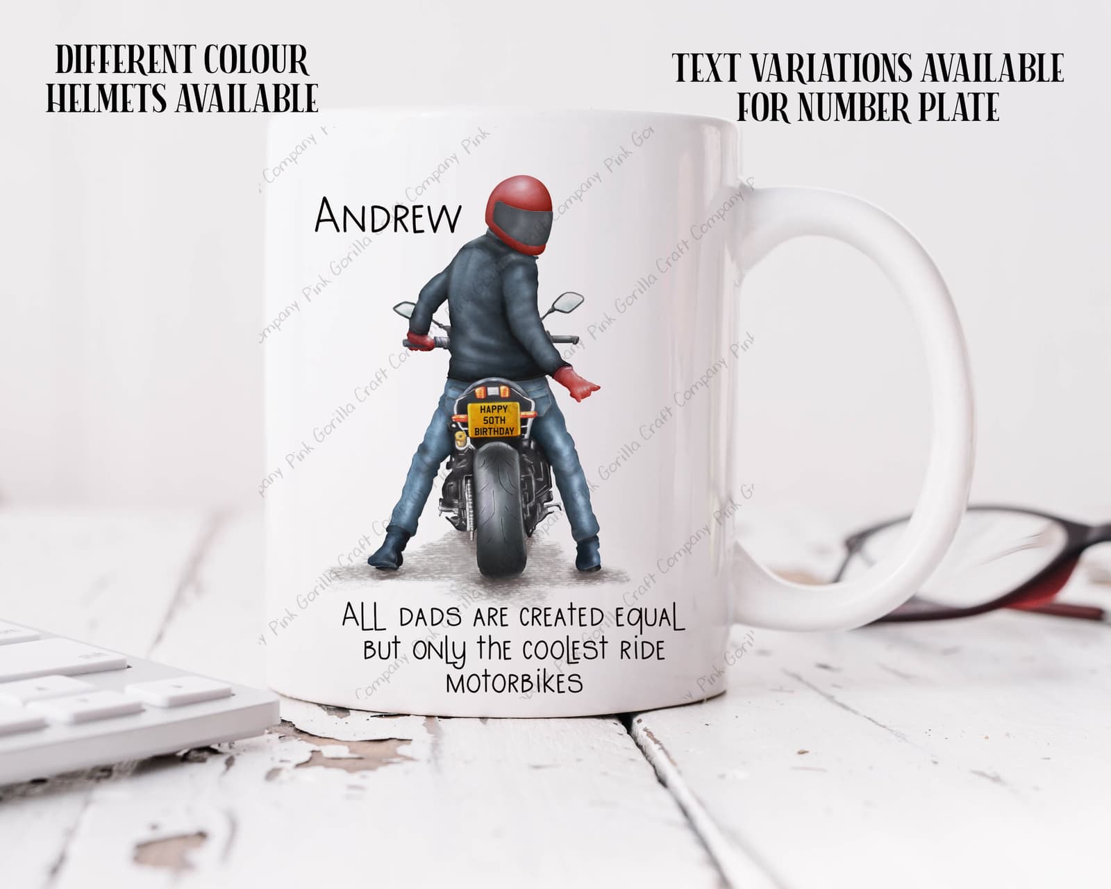 Taza de moto personalizada con nombre, foto 3
