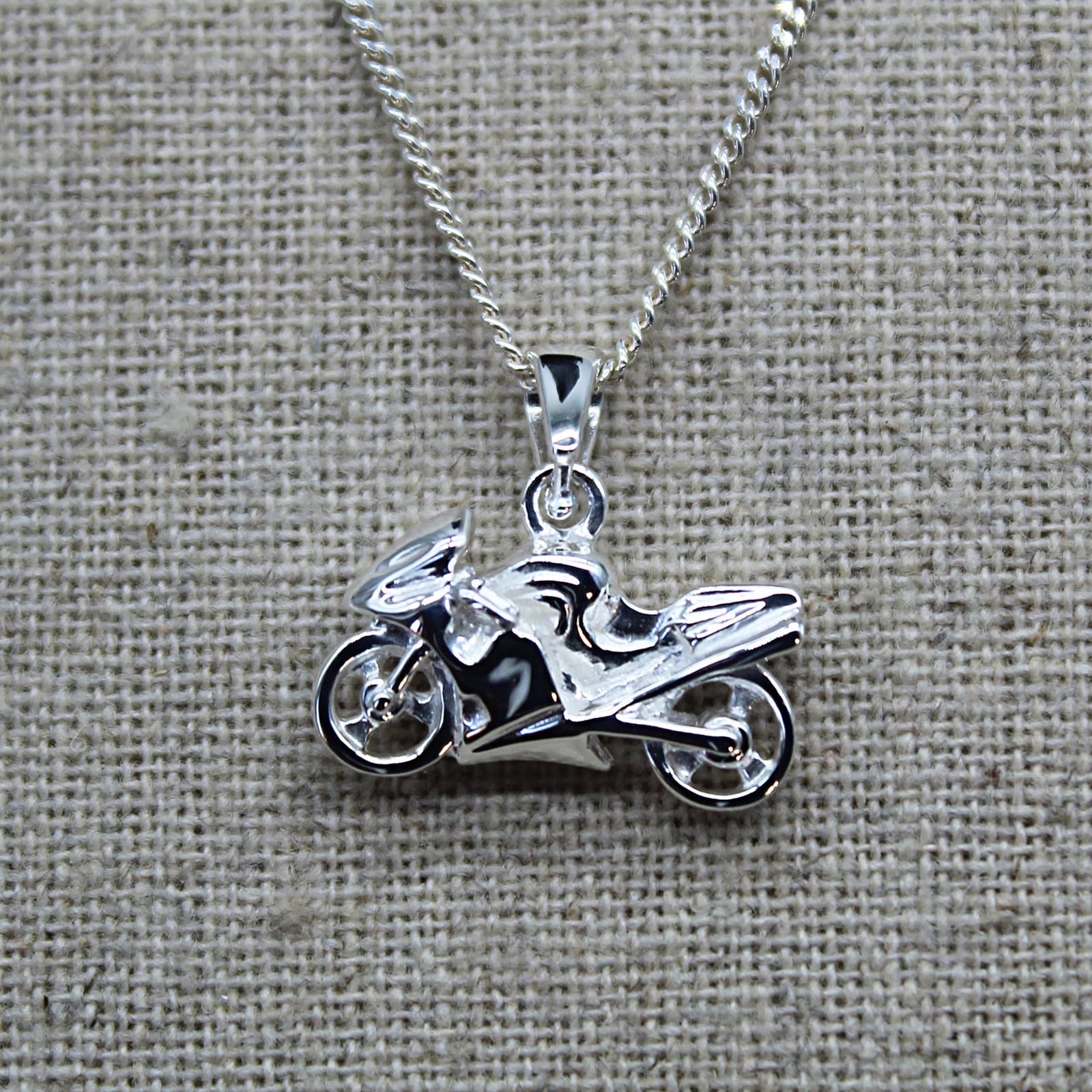 Pendentif Moto, en Argent 925, Collier de Moto