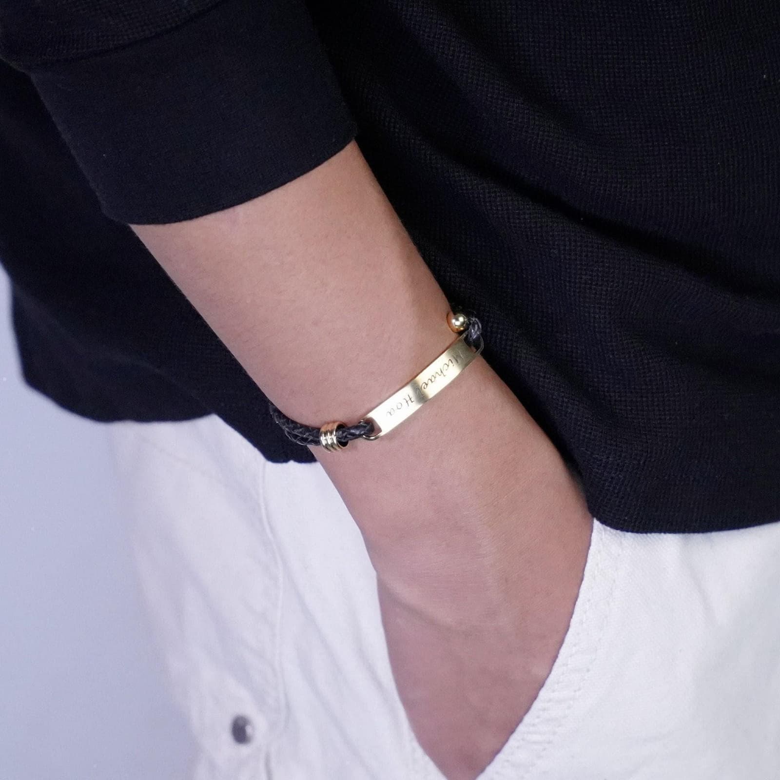 Pulsera trenzada con barra grabada para adolescente, foto 8
