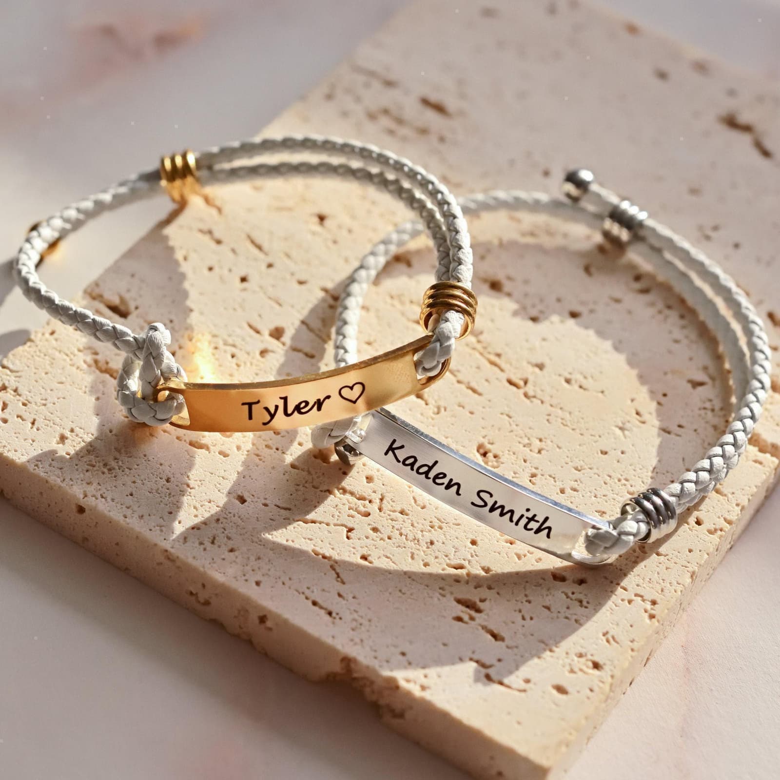 Pulsera trenzada con barra grabada para adolescente, foto 2