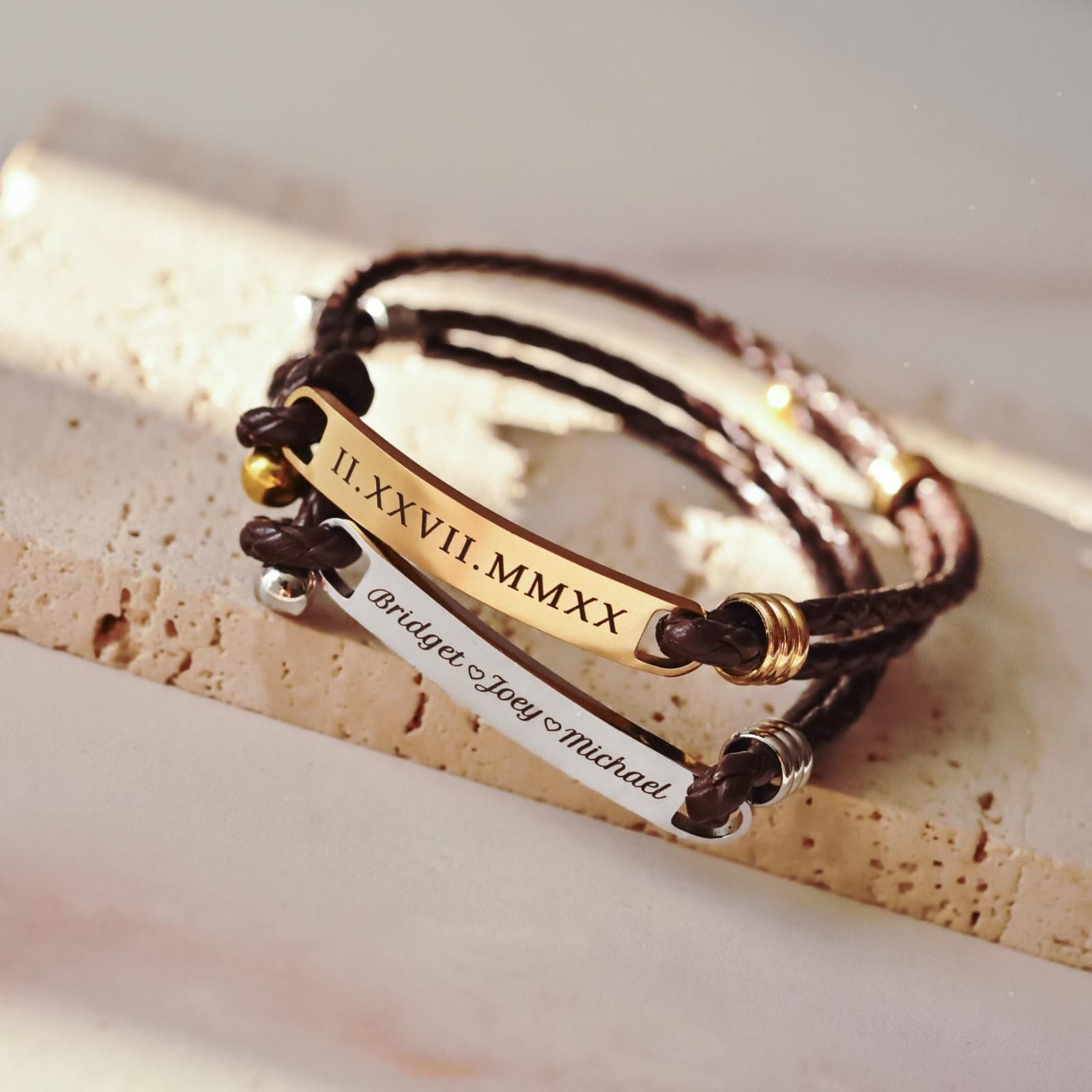 Pulsera trenzada con barra grabada para adolescente, foto 4