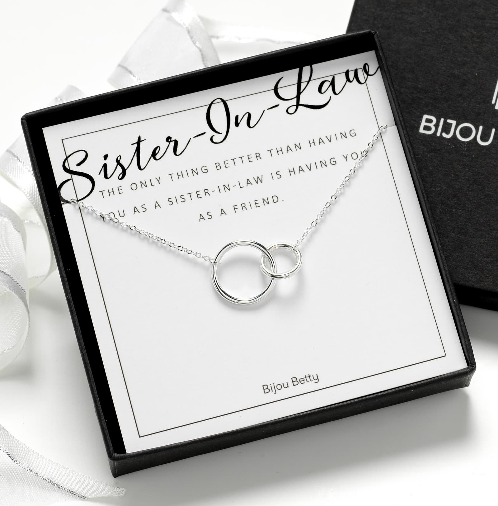 Collar de plata con círculos entrelazados para regalar a tu cuñada, foto 4