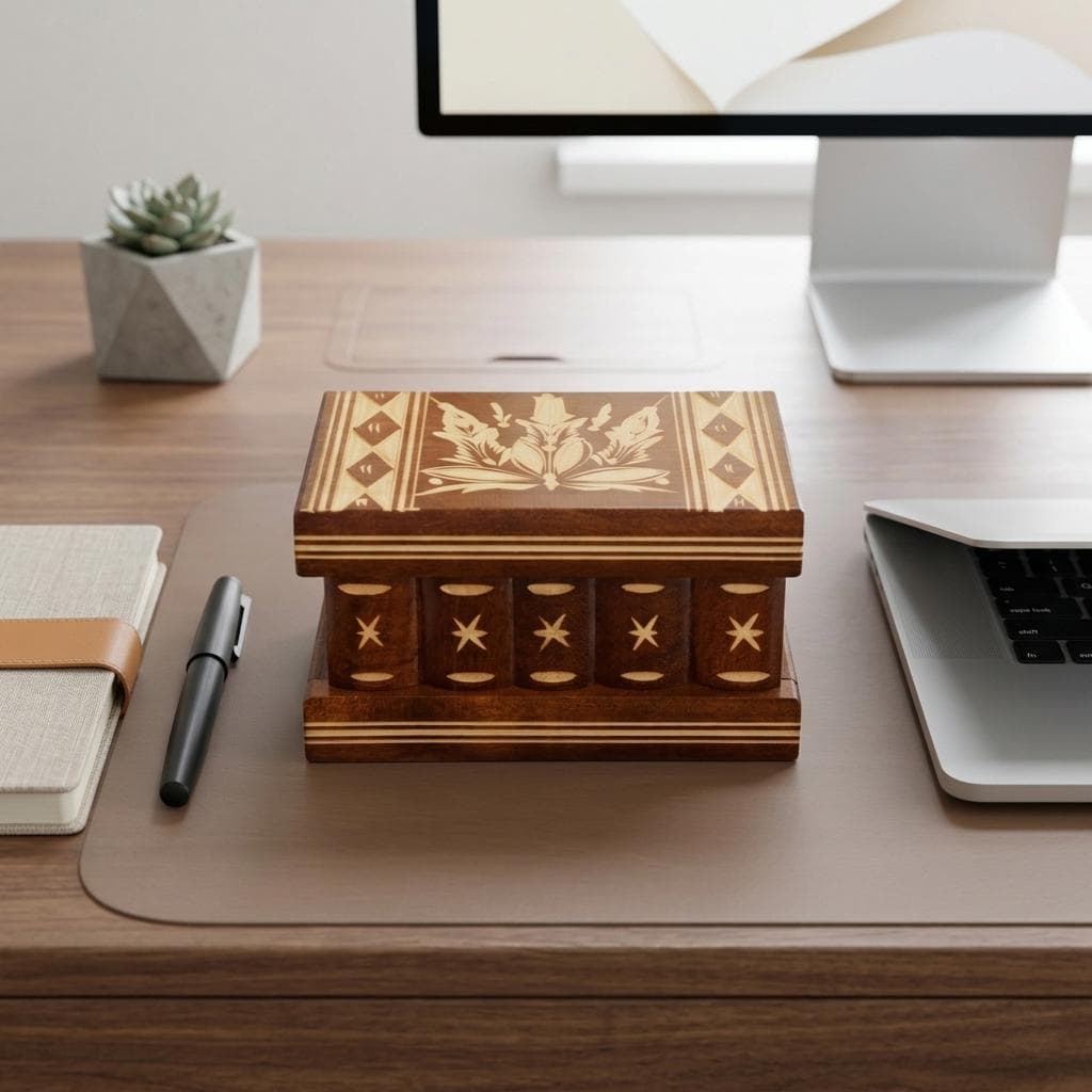 Caja puzzle de madera de Transilvania con compartimentos secretos, foto 4