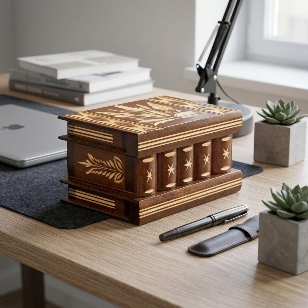 Caja puzzle de madera de Transilvania con compartimentos secretos, foto 5