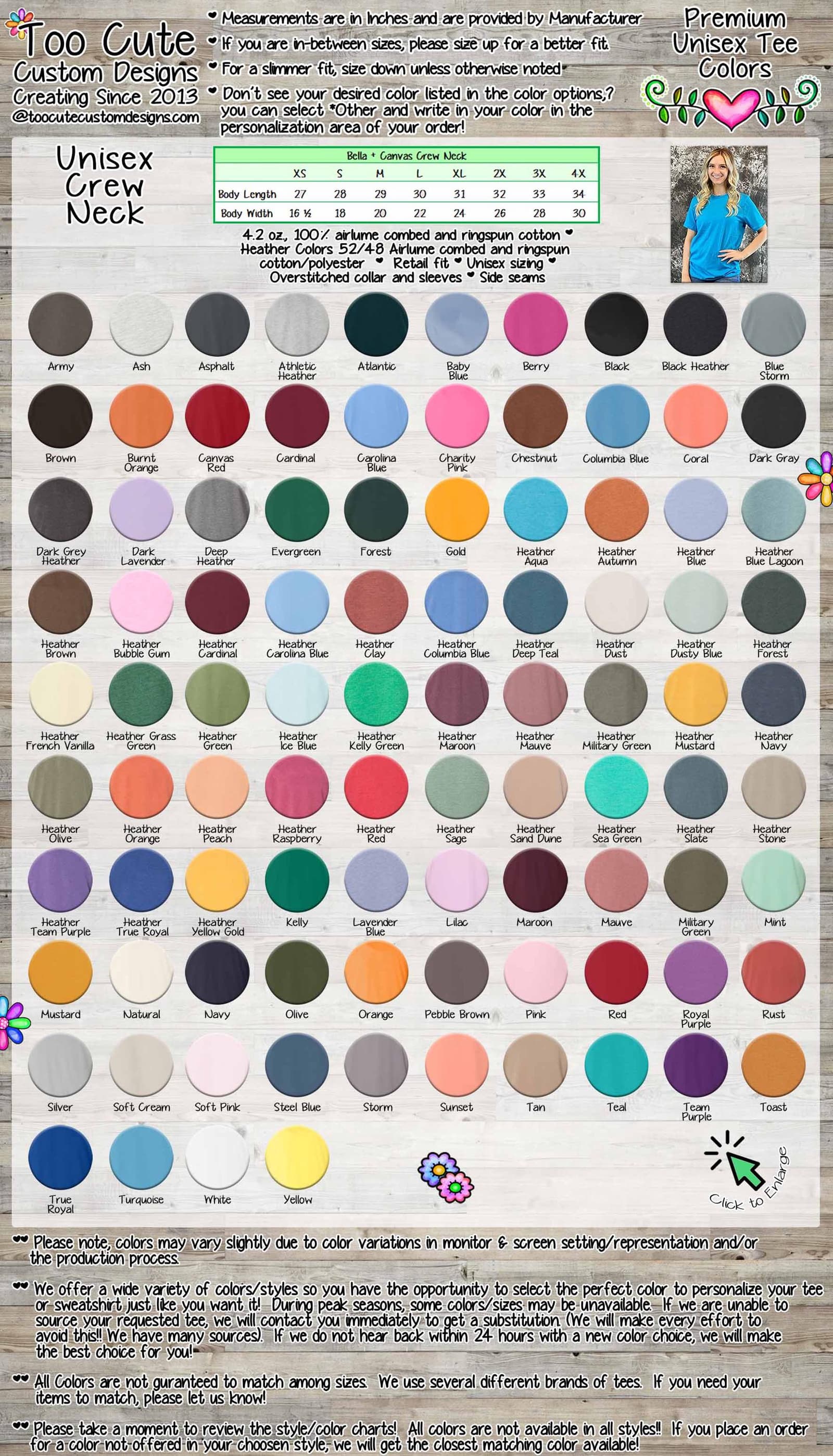 the color chart for the top coate coate coate coate coate