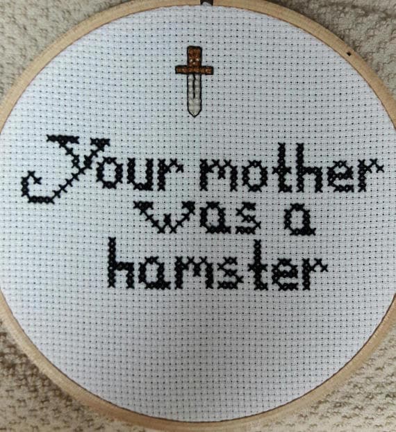 Kit de punto de cruz divertido Your mother was a hamster
