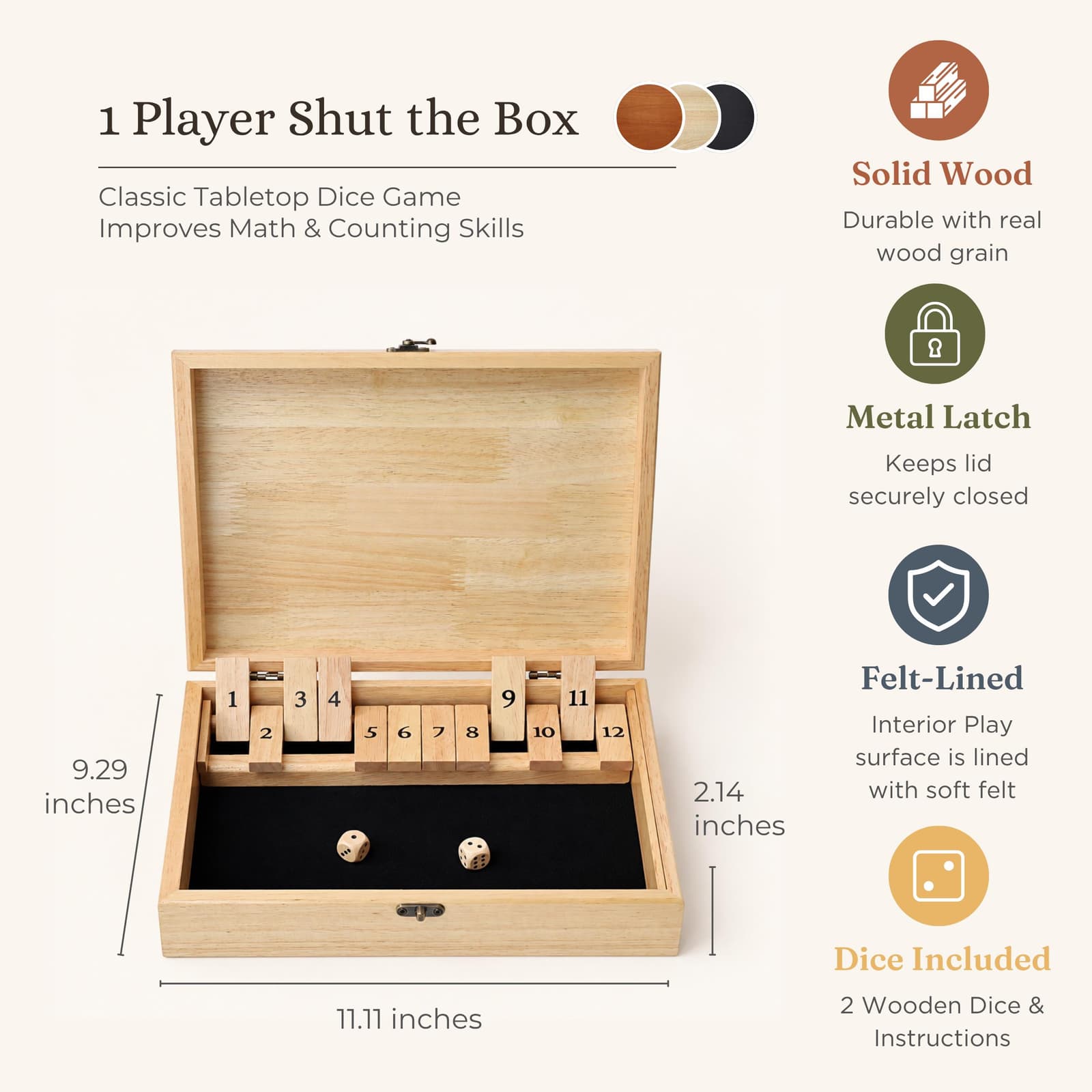 Juego de mesa Shut the Box de madera personalizado, foto 12