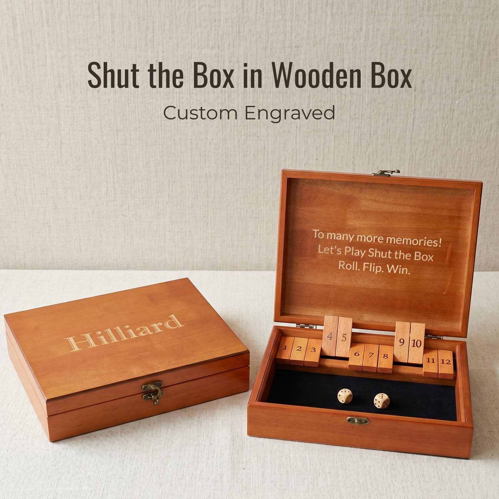 Juego de mesa Shut the Box de madera personalizado