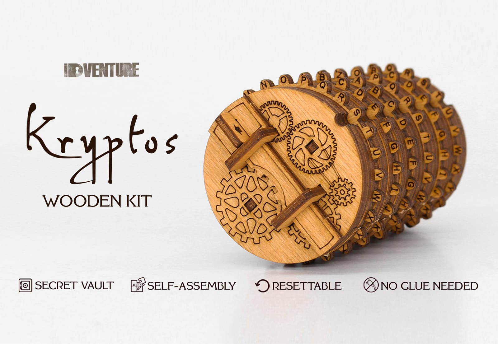 Piezas numeradas del kit Kryptos listas para el montaje