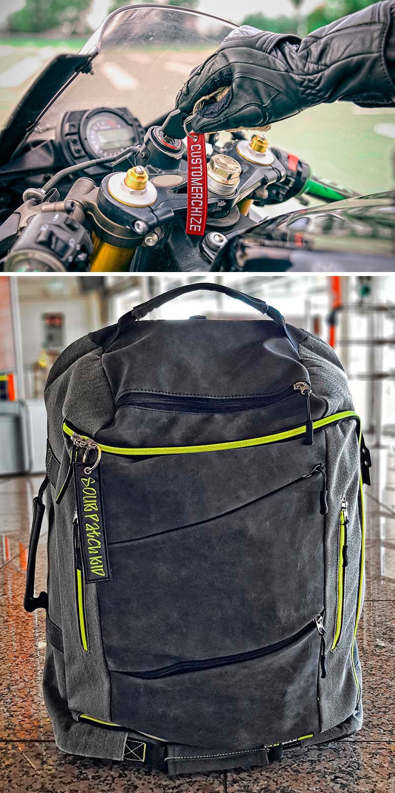 Llavero personalizado tipo jet tag para moto, foto 2