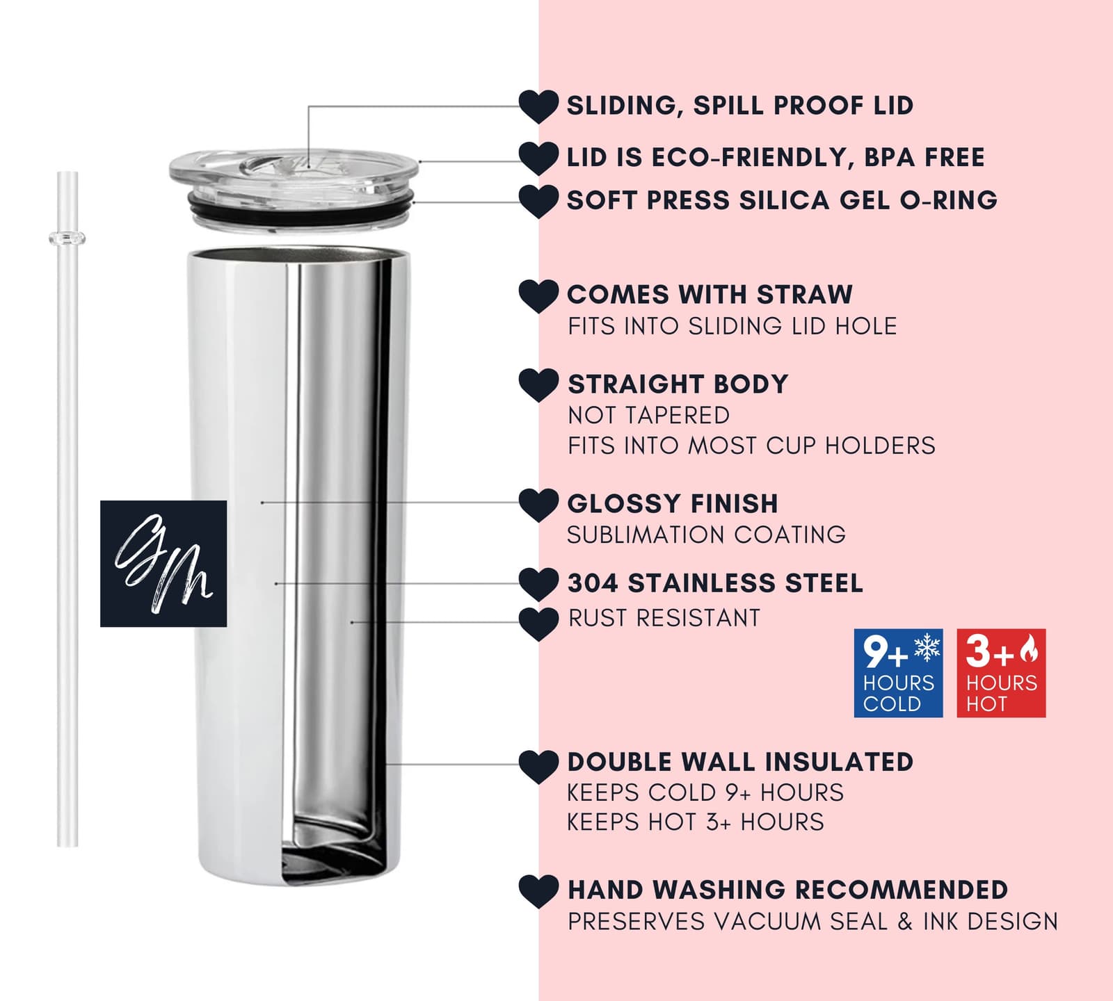 a picture of a stainless steel tumbler with instructions,