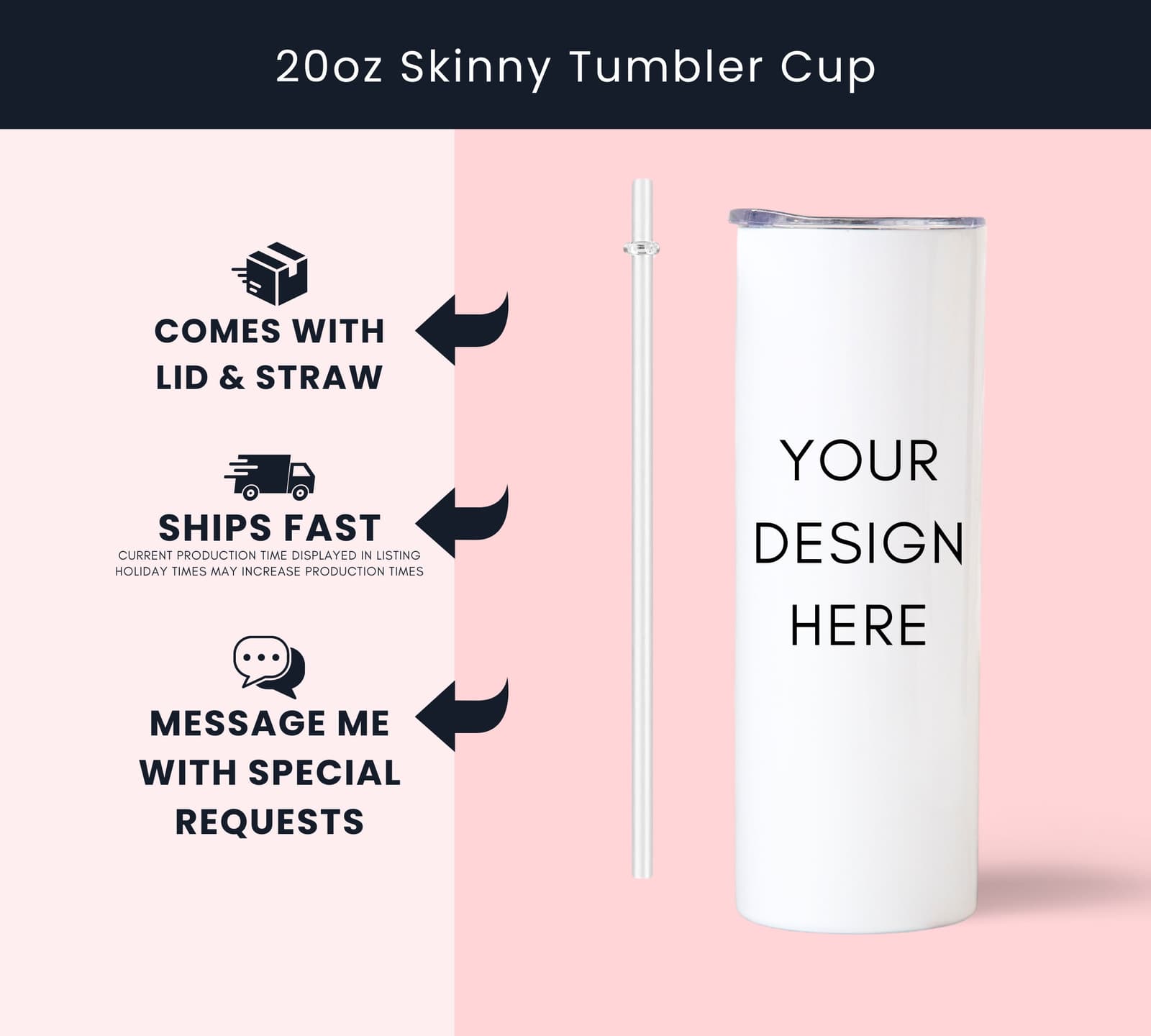 a white tumbler cup next to a pink background,