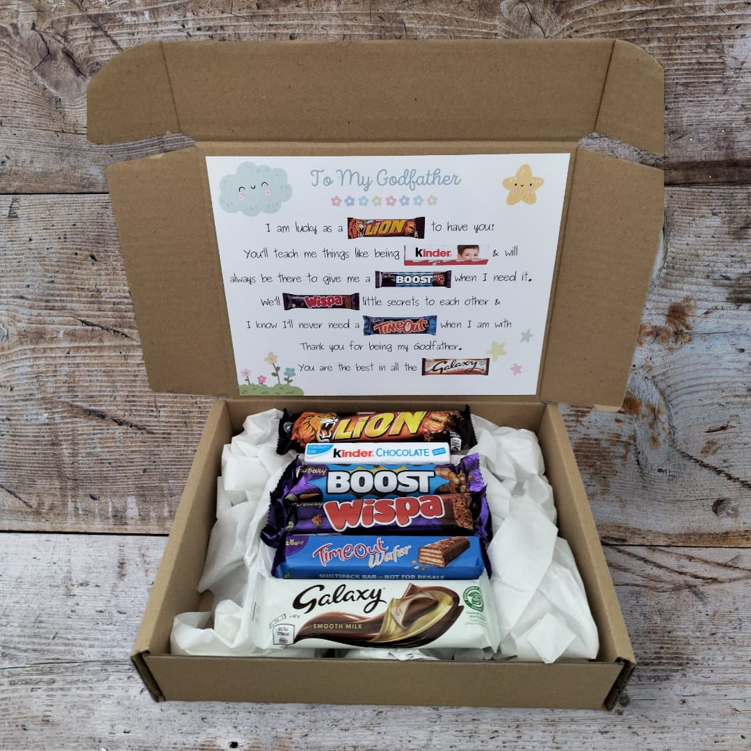Caja dulcera con poema para el mejor padrino,