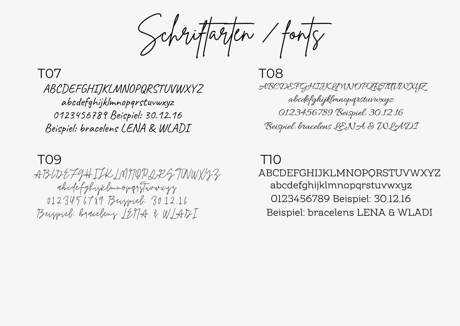 Cuatro tipografías más disponibles para el broche personalizado