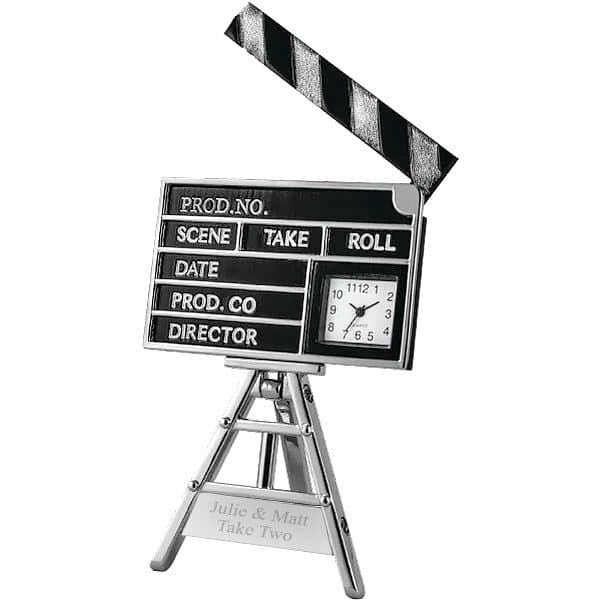 reloj claqueta de cine de metal