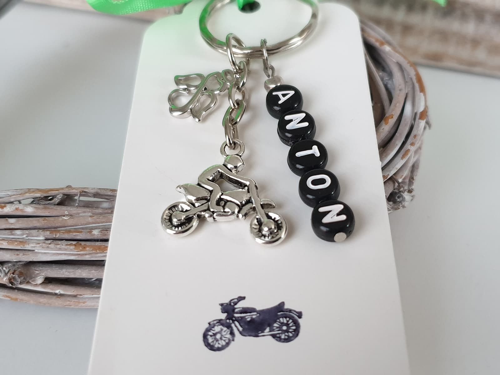 Llavero de moto con ángel guardián y nombre, foto 2