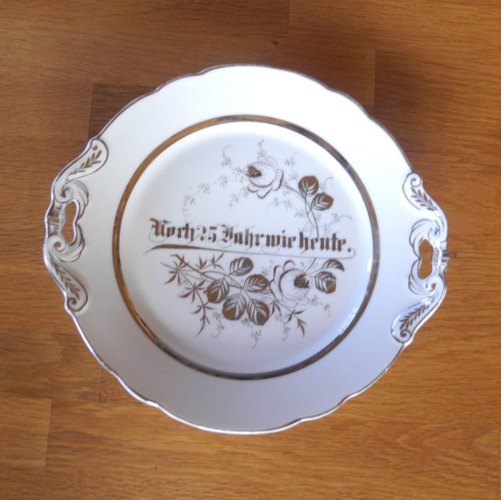 Plato de porcelana vintage para bodas de plata, foto 4