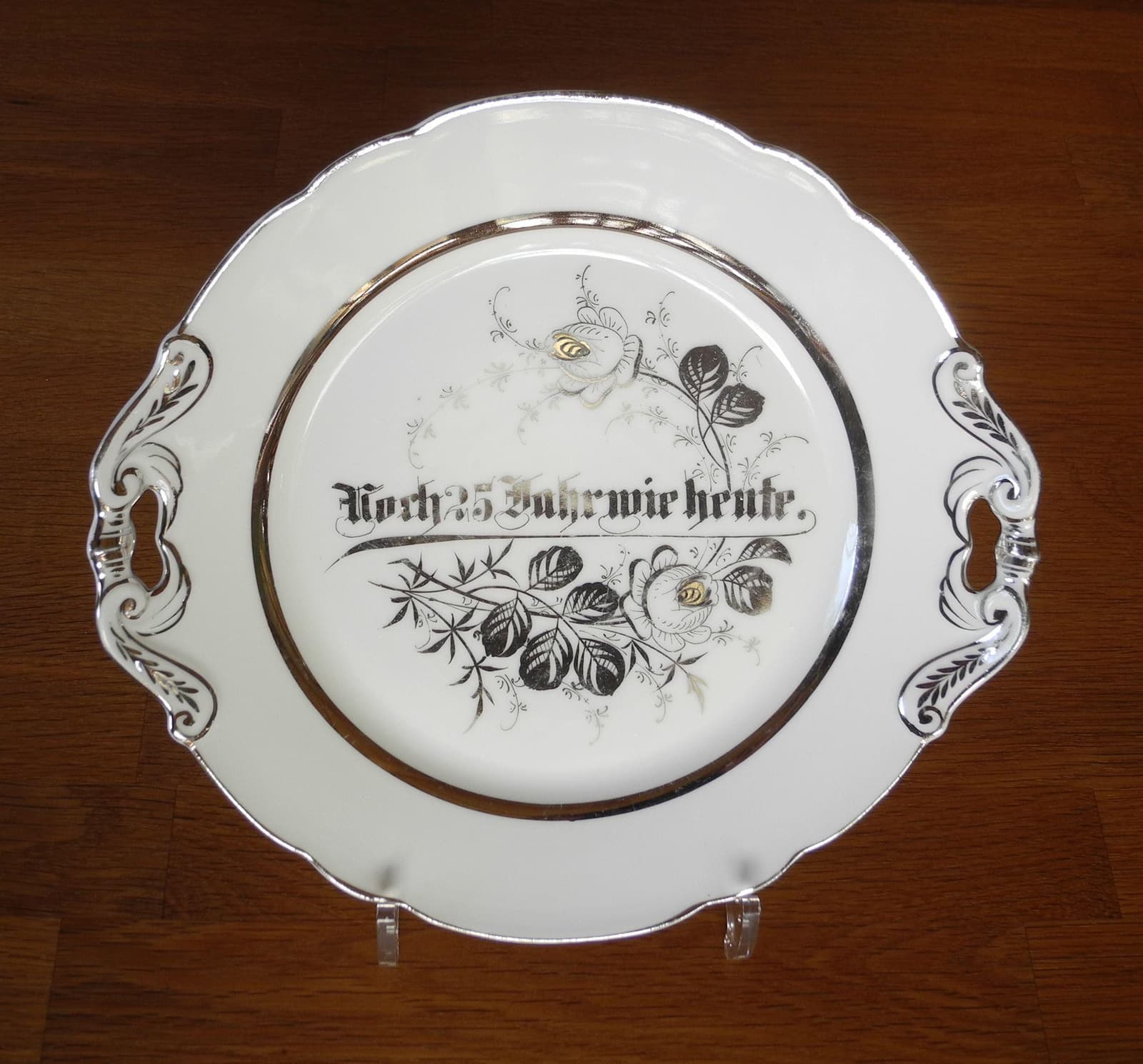 Plato de porcelana vintage para bodas de plata, foto 3