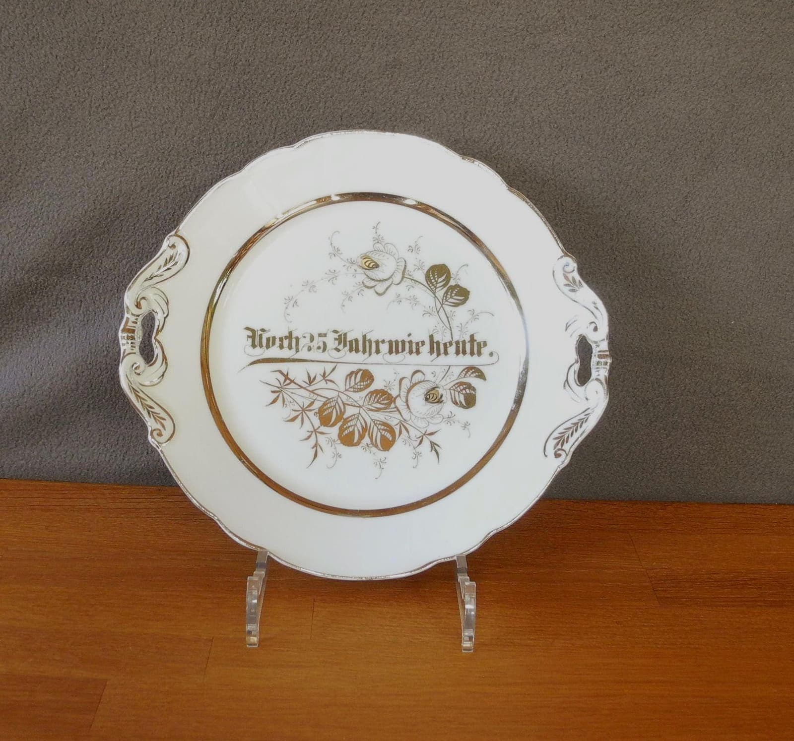 Plato de porcelana vintage para bodas de plata