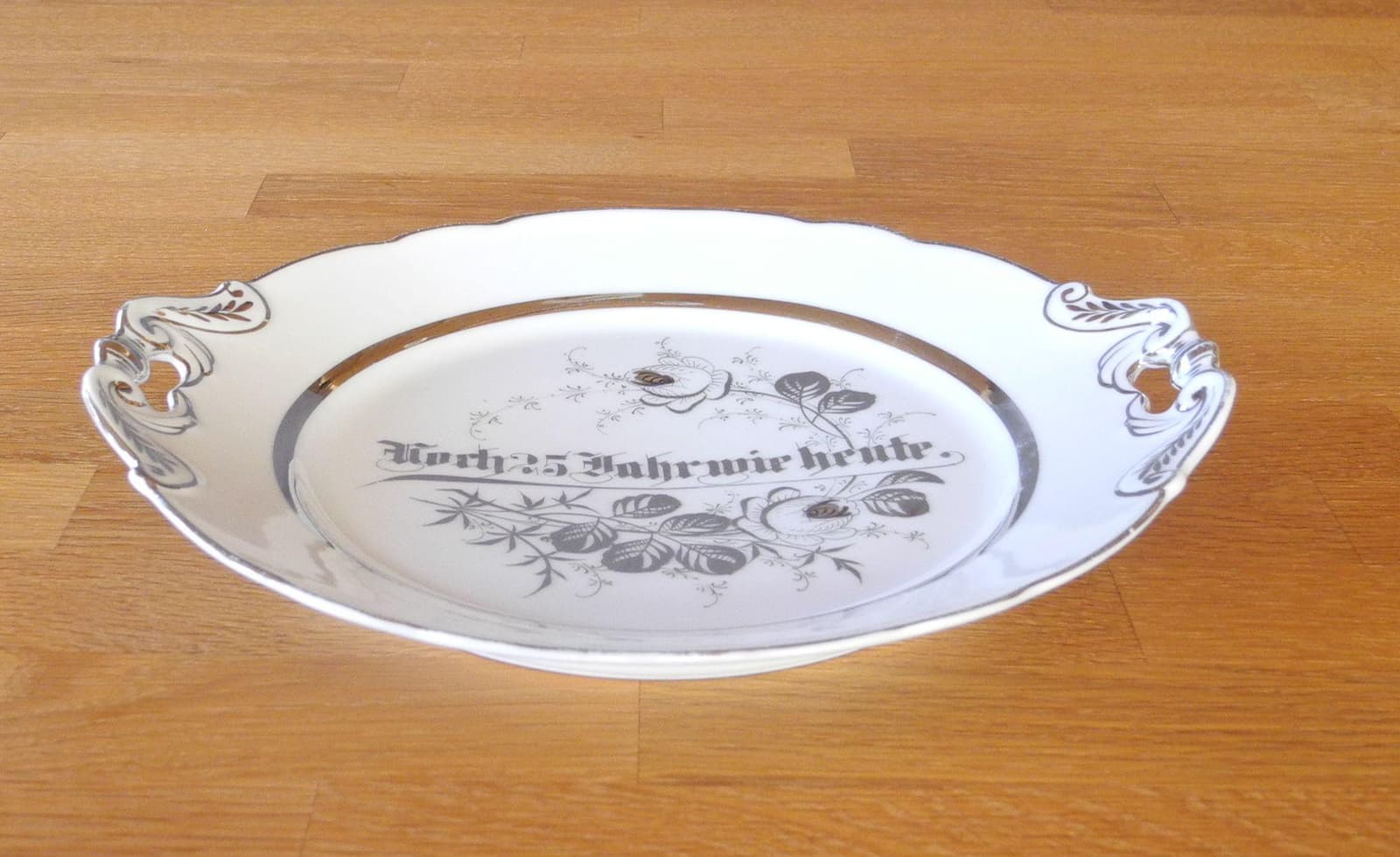 Plato de porcelana vintage para bodas de plata, foto 5