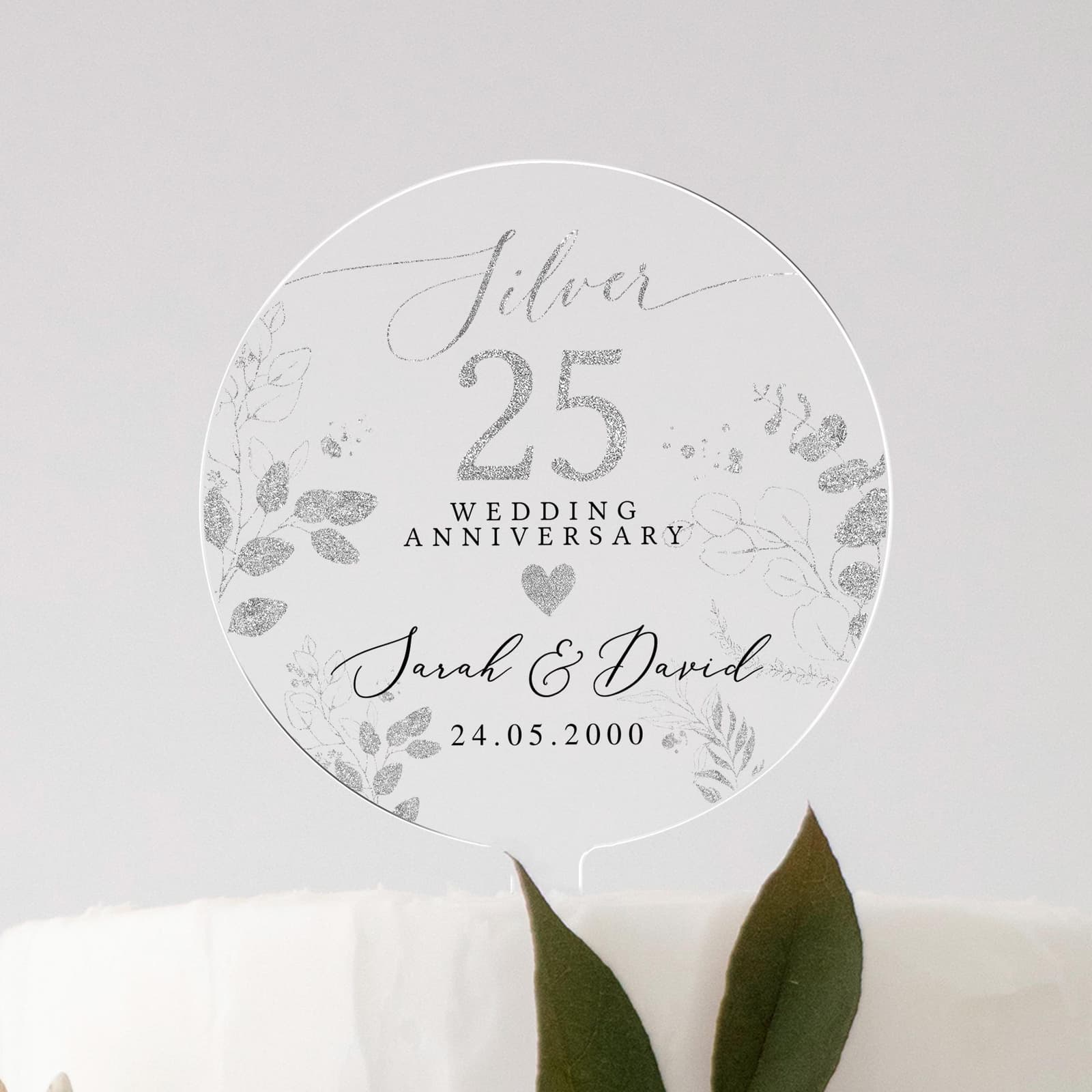 Cake topper personalizado para bodas de plata