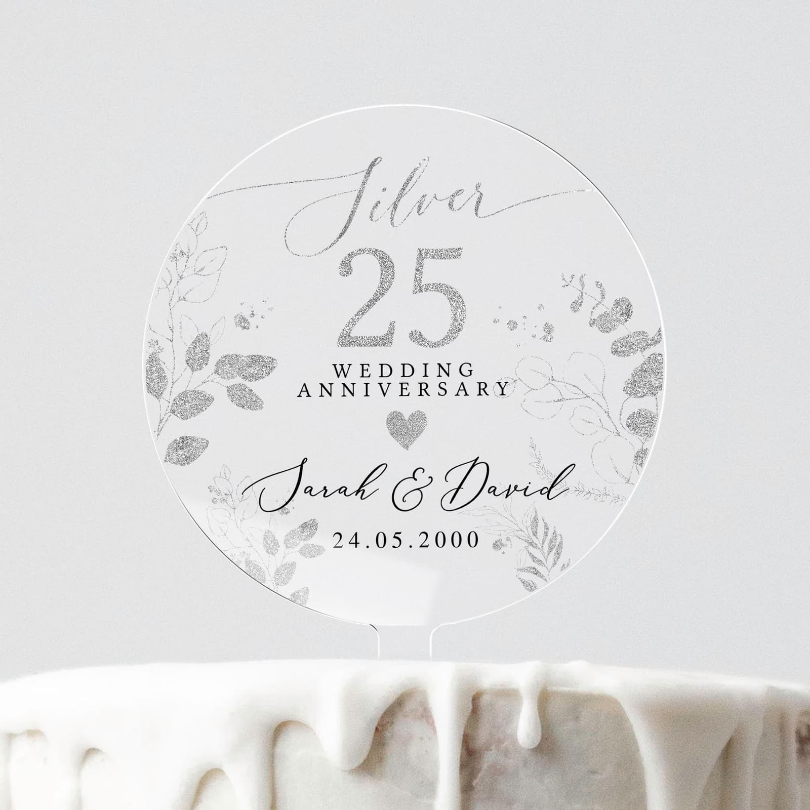 Cake topper personalizado para bodas de plata, foto 2